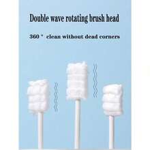 30pcs Individually Wrapped Disposable Gauze Material Wave Brush Head, Used As A Tool For Cleaning Baby's Tongue Coating And Oral Hygiene - A - 查看 4