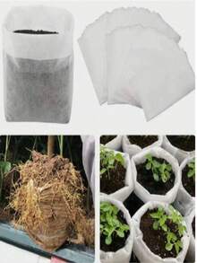100个无纺布种植袋：适用于土壤移植袋、育苗杯、加厚育苗盆、园艺种植袋、园艺工具、家庭花园园艺配件 - 彩色 - 查看 7