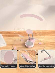 1pc Minimalist Acrylic Phone Stand, Waterproof Design, 360° Rotation, Tablet Universal Holder, Portable Foldable Desktop Stand With 360-Degree Adjustable Rotation, Suitable For Exercise, Video Watching And Facetime Calls, Compact And Foldable Design For Easy Carrying - Acrylic - View 10