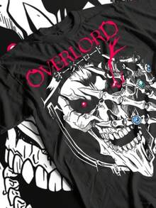 Anime Skull T-Shirt, Overlord Ainz Tee, Ooal Gown Albedo Shirt, Unisex Anime - màu đen - Xem 2