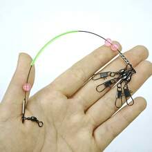 Avlcoaky 10pcs/Set Fishing Wire Leader With Green Luminous Beads - Multi-Snap Anti-Tangle Rig For Sea Lake River Fishing - Multicolor - View 8