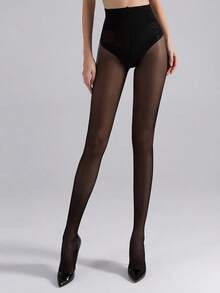 1pc Concert Outfit Women Women 40D High Waist Shaping Pantyhose, Cozy Tights Stockings - 黑色 - 查看 4