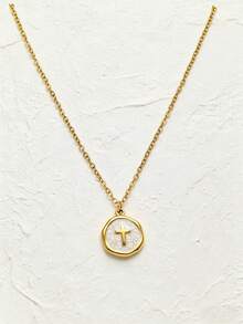 1 chiếc dây chuyền nữ bằng thép không gỉ mạ vàng 18K, thiết kế hình thánh giá bất đối xứng, trang sức phong cách Bohemian thanh lịch, món quà tinh tế. - Dây chuyền thép titan - Xem 3