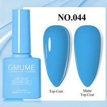 GMUME 7色套装，颜色043、044、045、046、047、048、049，专业UV/LED可卸甲油胶套装，海洋蓝、天蓝色、电光蓝、深海军蓝等多种颜色可选，适合夏季、冬季、泳池派对、冰雪主题、冬季正式晚宴等场合。7.5毫升/0.26液盎司，正装美甲用品，包含底油和面油，无异味，纯素配方，不易脱落，快干，沙龙级品质。 - 藍色 - 查看 3