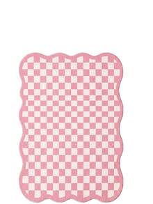 1pc Luxury Fluffy Checkered Carpet, Asymmetrical Wavy Edge Bedroom Decor Rug, Korean Sweet Pink Dressing Room Carpet, Pastoral Artistic Entryway Rug, Multiple Sizes Available, Living Room Carpet, Rug, Area Rug, Small Area Rug, Mat, Home Decor, Washable Carpet - Multicolor - View 12