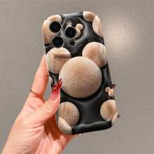 Disney Official Mickey Mouse Cartoon Phone Case, Dark Black Irregular Wavy Curved Edge Soft Protective Cover, Fluffy Plush Mickey Ear Round Dot All-Over Decorative Pattern Anti-Drop Anti-Scratch Phone Shell For IPhone 17, 16, 15, 14, 13, 12, And 11 Pro Models. A Fun Gift For Family, Friends, Birthdays, Holidays, And Special Occasions. - 白色 - 查看 2