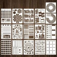 16 piezas Plantilla reutilizable de cuaderno de 4x7 pulgadas, plantilla de planificador, herramientas de decoración para scrapbooking de diario de balas - 16 piezas - Ver 1