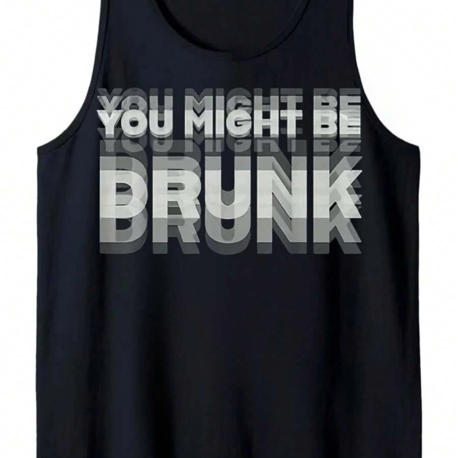 Men's Funny You Might Be Drunk Tank Top Retro Humor Drinking Test Graphic Tank Top, Comfortable Casual Narrow Tank Top Shirt With Amusing Sobriety Sayings For Parties, Gifts & Casual Attire, Durable For Long Time Use Cool Touch Summer Wear - 黑色 - 查看 1