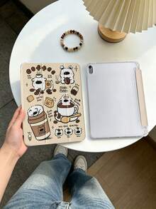 1 chiếc ốp lưng máy tính bảng họa tiết chú chó uống cà phê dễ thương, tương thích với iPad Mini4/Mini5/Mini6/Mini7/Air/Air2/9.7/10.2/10.5/Air4/Air5/10.9/Pro 11-Inch/Thế hệ thứ 10/ Air 11-In.(M2)-2024/ Pro11-In.(M4)-2024/Air 11-Inch (M3) 2025/ (A16) 11 Inch Thế hệ thứ 11 2025/ Air 8(M4)2026(11-Inch), Galaxy Tab A8 10.5 Inch 2022. Không bao gồm bút cảm ứng, có khe cắm bút cảm ứng tích hợp, chân đế gập 3 lần, bảo vệ cạnh mềm TPU, chế độ ngủ/thức từ tính, ốp lưng máy tính bảng đơn giản/sáng tạo/vui nhộn/cá tính. - Nhiều màu - Xem 5