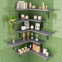 Tomnk 4/5pcs Corner Floating Shelves, Bookshelves, Rustic Wood Wall Mounted Corner Shelf, Wall Decor, Room Decor, For Bathroom, Kitchen, Bedroom, Home Decor, Laundry Room, Living Room, Spring Decor - 彩色 - 查看 9