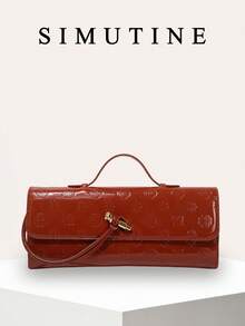SIMUTINE 新款时尚女士手提包，鳄鱼纹压花翻盖手拿包，欧美时尚晚宴单肩斜挎包，PU材质，可调节肩带，适合日常使用、购物、通勤、工作、大学等场合。 - 棕色 - 查看 2