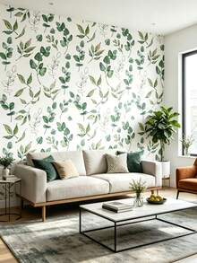 1 Roll Green Leaf Wallpaper, Bohemian Style Removable Design Wallpaper. Its Design Adopts A Modern Minimalist Self-Adhesive Style, Suitable For Cabinet Decoration, Bedroom Accent, Wall Panels With Removable Stickers, And Special Wall Surfaces Or Interior Decoration For The Entire Room. - Multicolor - View 8