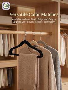 1/5/10/20个装 CHAWU 植绒涂层衣架 - 超强防滑高密度植绒（摩擦力提升300%），经8项耐久性测试，承重力强 / 360°旋转挂钩 / 符合人体工程学的黄金比例 - 彩色 - 查看 2