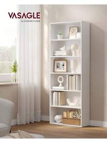 VASAGLE Bookshelf, 6-Tier Bookcase, Book Shelf Furniture, Open Storage Shelves, Room Decor, For Living Room, Home Office, Dinning Room,  9.4 X 23.6 X 63.3 Inches, Cloud White - 白色 - 查看 1