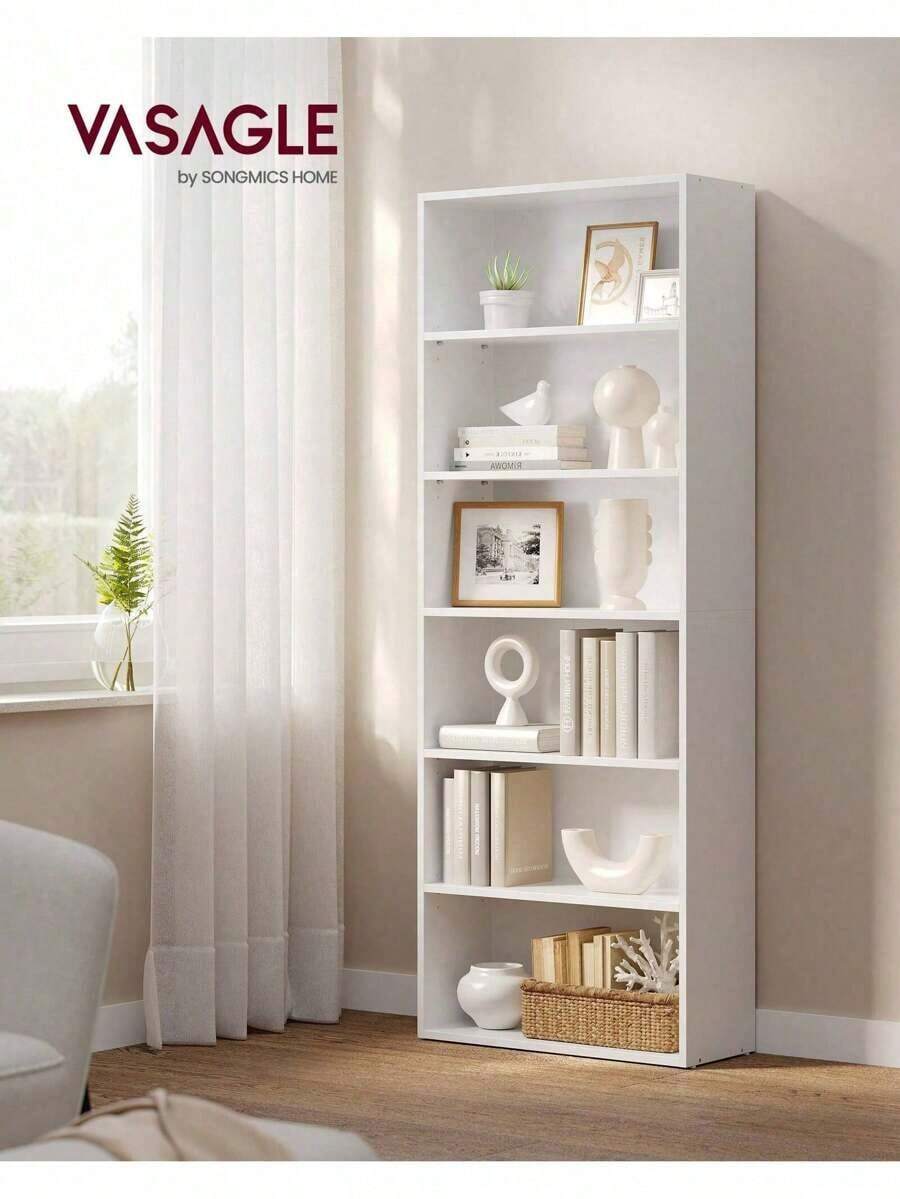 VASAGLE Bookshelf, 6-Tier Bookcase, Book Shelf Furniture, Open Storage Shelves, Room Decor, For Living Room, Home Office, Dinning Room, 9.4 X 23.6 X 63.3 Inches, Cloud White - 白色 - 查看 1