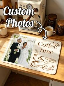Personalized Coffee Machine Mat, This Custom-Designed Tableware Drip Mat Is Made Of Anti-Slip, Washable Diatomite Material. It Not Only Has A Beautiful Appearance, But Also Features A Coffee-Themed Pattern, And Provides Fully Customizable Design Options. This Mat Has Strong Water Absorption And Fast Drying, Making It An Ideal Choice For Coffee Shops, Kitchen Countertops, And Coffee Stations. - Multicolor - View 3