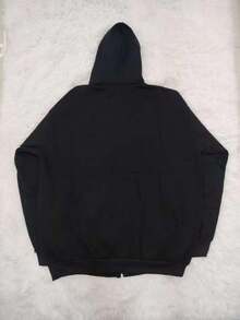 R&S Men's Plus Size Basic Plain Fleece Sweatshirt (Sizes G1, G2, G3) With Hood, Zipper, And Pocket - 黑色 - 查看 2