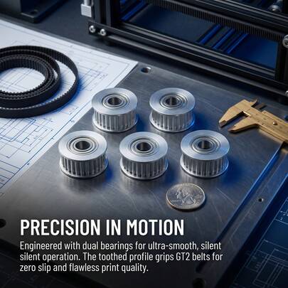 3D Printer Parts GT2 Synchronous Pulley, 20T Aluminum Alloy, 5mm Inner Hole, 10mm Width, Universal For 3D Printer X/Y Axis Drive, Low Noise Anti-Skipping, High Precision Smooth Transmission Pulley, Suitable For Ender-3, CR-10 And Other Mainstream 3D Printers, Essential DIY Upgrade Parts, Durable And Deformation Resistant, Helping Makers Create High-Quality Printing Works.