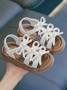 Sandalias de playa estilo princesa para niñas, primavera/verano, nueva moda, con lazo dulce y suela blanda - Albaricoque - Ver 2