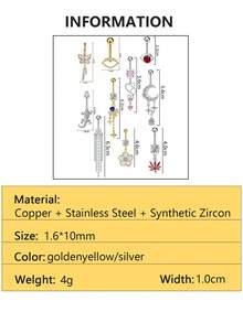 1 chiếc khuyên rốn đa năng hình bướm, hoa, môi đính đá Zirconia đồng, làm bằng thép không gỉ, thích hợp đeo hàng ngày. - Nhiều màu - Xem 5
