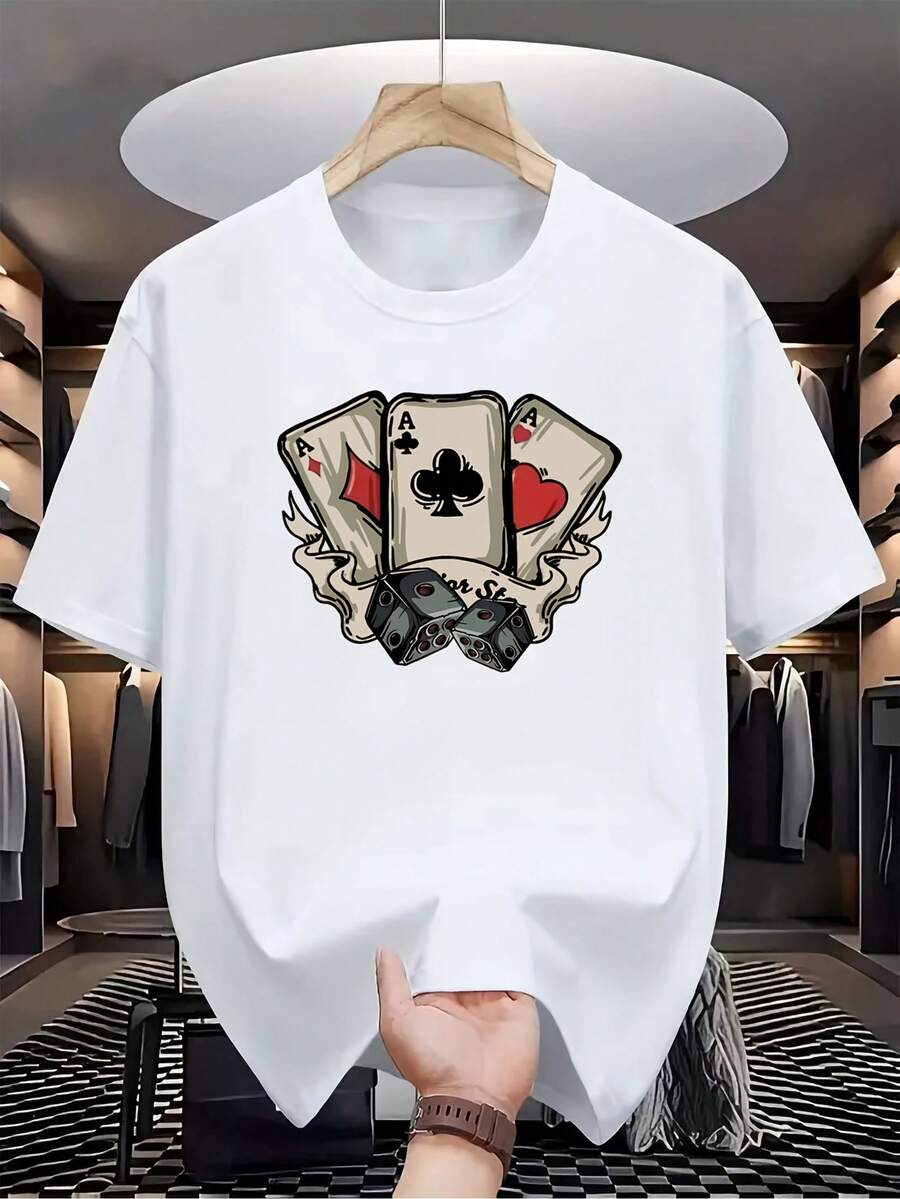 Camiseta de moda con estampado para hombre - Blanco - Ver 1