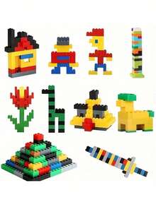 500/1000 Pcs Creative Building Block Set - Classic City Building Blocks Toy - Educational Puzzle DIY Assembly Toy, Easter/Christmas/Halloween Gift - Multicolor - View 8