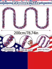 4 Packs, Total 26.4ft Red White Blue Patriotic Metallic Sequin Fringe Trim With American Flag, Suitable For July 4th Independence Day, Veterans Day, Memorial Day, Labor Day, Patriotic Themed Party, BBQ, Parade Decor, Wreath Making, Gift Wrapping, Classroom Crafts And Holiday Table Decor - Independence Day Elements - View 4