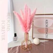 15/30/45/60/120pcs Pampas Grass Bouquet - Faux Fluffy White & Brown Rattan Decor, Suitable For Home, Vase, Room, Wedding, Party - Fit For Christmas, Halloween, Easter, Thanksgiving - No Electricity Needed, Enjoy The Good Life - Pink - View 5