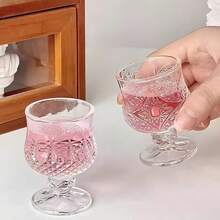 12/6/4/2/1pc Diamond/Butterfly Pattern 40ML Stemmed Glass Cups, Transparent And Refractive, High-Aesthetic Mini One-Sip Cups, Stemmed Design Prevents Overdrinking - Clear - View 1