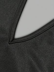 Đầm mini ôm sát cơ thể màu đen thanh lịch dành cho nữ, dây mảnh, cổ chữ V, có túi - Đầm thường ngày không tay, co giãn, phù hợp cho mùa xuân/hè, dự tiệc, kỳ nghỉ, đám cưới, lễ tốt nghiệp, lễ Phục sinh. - màu đen - Xem 3