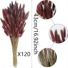 55-60 Pcs Random Delivery, Approximately 16.5 Inch Khaki Artificial Bunny Tail Grass, Suitable For Bohemian Style Floral Decor, DIY Crafts, Home Kitchen And Wedding Decor, Christmas Decor, Thanksgiving Decor, DIY Wreath Decor - Dark Red Brown - View 5