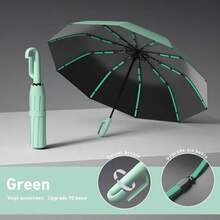 Exclusive Luxury Automatic Folding Sun & Rain Umbrella For Sports Enthusiasts, Unique Rotating Hanging Ring Design, Thickened 10-Rib Reinforced Iron Frame Support - Multicolor - View 4