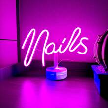1pc Nails Neon Light Sign, USB Or Battery Powered, Nail Neon Light Sign, Fragrance-Free, Suitable For Nail Salons, Beauty Rooms, Bedrooms, Hair Salons, Indoor And Outdoor Use, Bars, Valentine's Day, Children's Day, Mother's Day, Christmas And Other Holidays Decoration, Perfect Gift For Birthday And Christmas - White - View 11