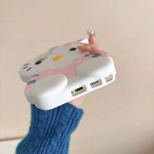 SANRIO 1 chiếc ốp lưng điện thoại Hello Kitty ngồi thời trang, sáng tạo, có sẵn màu hồng, đen, trắng, thiết kế nơ sọc, thân thiện với da, hiệu ứng 3D nổi, chất liệu silicon chống nước và chống sốc, dễ thương và phong cách, tương thích với dòng 17, 11/12/12 Pro, 13/14/15, 13 Pro/14 Pro/15 Pro, 12 Pro Max/13 Pro Max/14 Pro Max/15 Pro Max, 16, 16 Pro, 16 Pro Max, 17, 17 Pro, 17 Pro Max, món quà tuyệt vời cho Ngày của Mẹ, Lễ hội Thuyền Rồng, Lễ hội Nước. - trắng - Xem 5