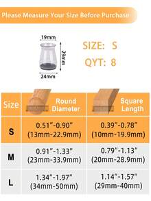 4/8/16/24/36 piezas Protectores de piso para patas de muebles, adecuados para pisos de madera dura, almohadillas para muebles, deslizadores de patas de silla, cubiertas de silicona para patas de silla, previenen rasguños en el piso y reducen el ruido, aplicables para cocina, sala de estar, dormitorio, cafetería, 3 estilos disponibles - Gris claro transparente - Ver 10
