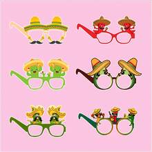 6pcs Paper Mexican Carnival Party Photo Booth Props Glasses, Paper Photo Booth Props - View 8
