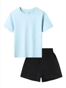 Women's Two-Piece Disney Frozen Elsa Magical Floral Print Set - Y2K Style T-Shirt And Shorts. Perfect For Teenage Girls' Summer Vacations And As A Holiday Gift. (Disney T-Shirt/Teen Girl Clothes/Tween Girl Clothes/Baby Tees For Women/Girls Clothes/Toddler Girl Clothes) - 淺藍色 - 查看 2