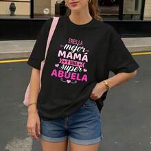 Camiseta Negra Eres la Mejor Mama y Una Super Abuela para Madre y Abuela - Negro - Ver 3