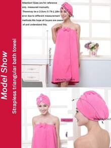 1 Bộ Khăn Tắm + Mũ Tắm, Bộ Đồ Dùng Phòng Tắm, Khăn Tắm Sợi Siêu Mềm, Mũ Sấy Tóc Màu Tím, Bộ Mũ Tam Giác, Bộ Khăn Tắm, Bộ Áo Choàng Tắm Sợi Siêu Mềm - Nhiều màu - Xem 12