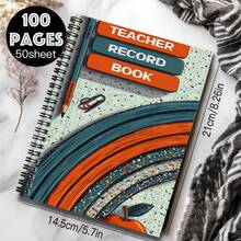 1pc Retro Rainbow Spiral Notebook, 100 Pages 50 Sheets, Useful For Work And Study, School Stationery, Quality Gift For Graduation, Birthday, Suitable For Diary, Daily Plan, Memo, Multi-Scenario - Q - View 2
