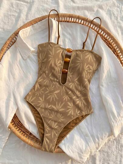 Bikinx 女士夏季波西米亚风度假露背吊带连体泳衣沙滩装