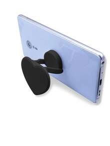 1pc Minimalist Heart-Shaped Multi-Function Foldable Phone Stand, Slouchy Desktop Phone Holder, Versatile Phone Case Accessory - Black - View 5