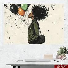 African American Woman With Balloons Canvas Wall Art,  Magic Poster, Modern Street Art Graffiti Painting, 1pc Framed Wall Decor For Living Room, Bedroom & Office, Stylish Cultural Home Art - 有框架 - 查看 1