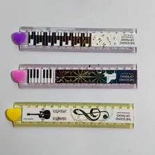 1 thước kẻ gấp đa năng hình đàn piano, giấy ghi nhạc sáng tạo, văn phòng phẩm âm nhạc bằng giấy, giấy ghi nhạc trong suốt 5,91 inch, quà tặng khen thưởng thi cử - Sơ đồ chìa khóa đen trắng - Xem 1