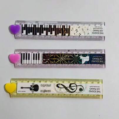 1 buc riglă pliabilă multifuncțională pentru pian, hârtie creativă pentru partituri muzicale, papetărie muzicală din hârtie, papetărie transparentă pentru note muzicale de 5,91 inch, cadou pentru premii de examen