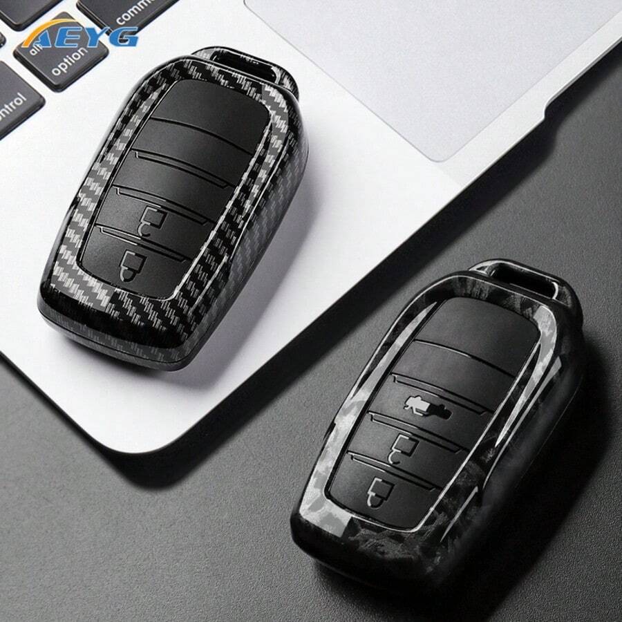 Ốp chìa khóa xe hơi bằng nhựa ABS kiểu sợi carbon cho CHR, Hilux, Fortuner, Land Cruiser 200, Camry, Corolla, Crown, RAV4 & Highlander - A - Xem 1