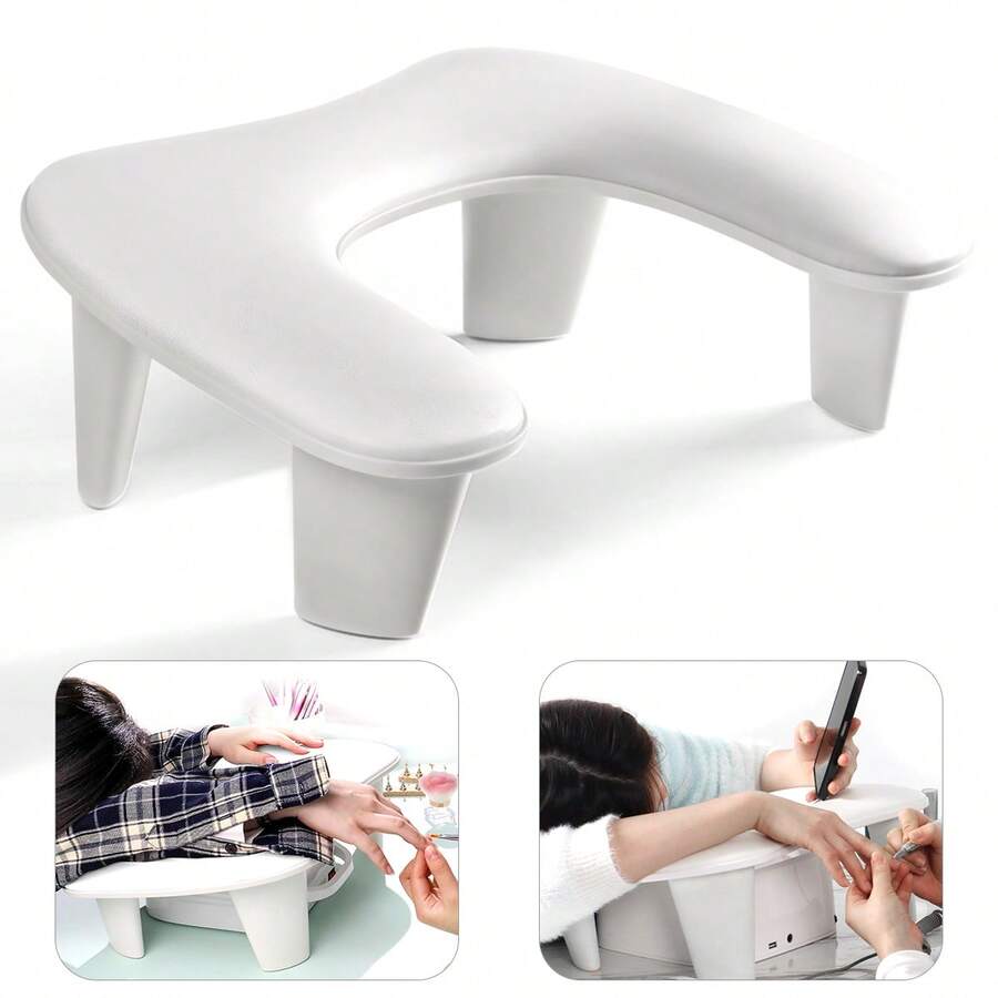 Gối kê tay làm móng Two Hands Nail Art, có chân đế di động tháo rời, thiết kế nghiêng, chất liệu PU, đệm lót tay. - trắng - Xem 1