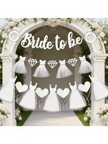 1組「Almost Bride」心形婚禮橫幅,新娘派對心形橫幅,單身女派對裝飾橫幅,婚禮新娘派對裝飾,訂婚派對裝飾,房間裝飾 - 多款 - 查看 4