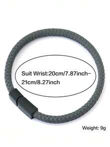 Vòng tay da thủ công thời trang 6mm, mặt dây chuyền nam châm màu đen dành cho nam giới, trang sức đeo tay. - vòng tay da có khóa từ tính - Xem 10