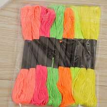 12 piezas de hilos de bordar de punto de cruz con líneas de teñido fluorescente para hacer pulseras tejidas, hilos de costura para bordado - multicolor - Ver 3